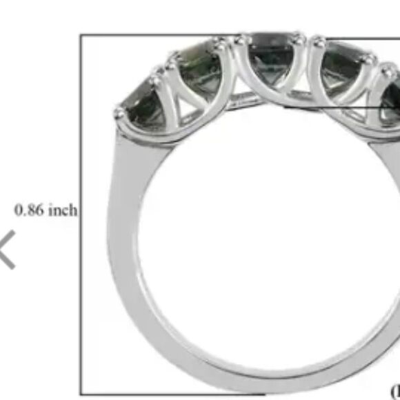 Natural Parti Sapphire 5 Stone Sterling Silver Ring - Picture 5 of 6